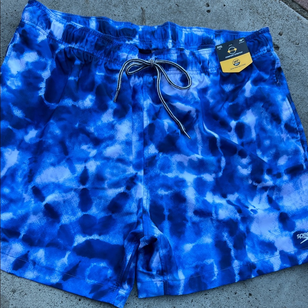 Speedo Men's Tie-Dye Blue Swim Trunks
